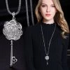 Crazy Crazy & More Crazy Deals Silver & Crystal Flower Key Fashion Ladies Necklace Fashion Jewelry