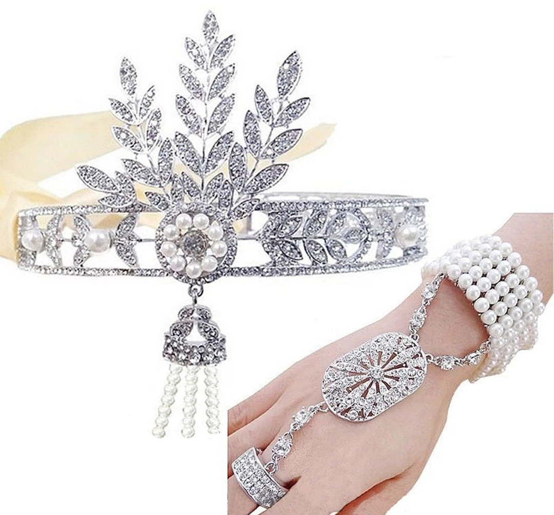 Crazy Crazy & More Crazy Deals Costume Accessories Flapper Great Gatsby Roaring 20s Headpiece Tiara & Bracelet Ring Costume Set 3 Crazy Crazy & More Crazy Deals Costume Accessories Flapper Great Gatsby Roaring 20s Headpiece Tiara & Bracelet Ring Costume Set