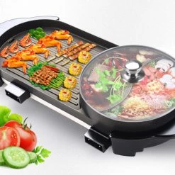 Crazy Crazy & More Crazy Deals Teppanyaki BBQ Grill Cooking Plate And Steamboat Hotpot With 12 Untensils