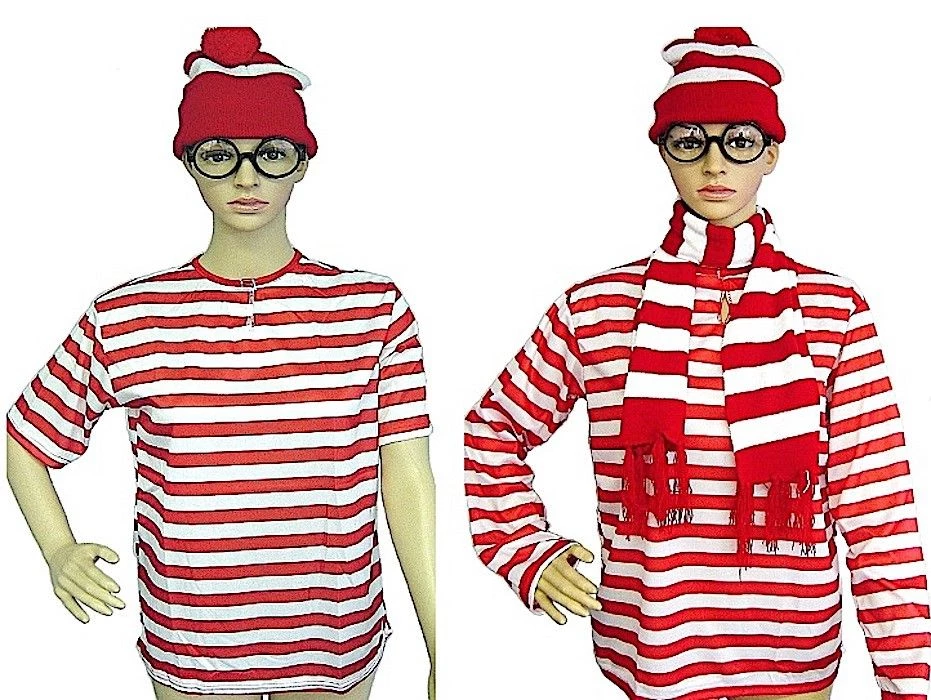 Aussie Toys Wheres Wally Short Sleeve Shirt Beanie Hat & Glasses Adult Mens Ladies Full Costume Costume Accessories 2 Aussie Toys Wheres Wally Short Sleeve Shirt Beanie Hat & Glasses Adult Mens Ladies Full Costume Costume Accessories