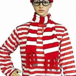 Aussie Toys Wheres Wally Long Sleeve Shirt Beanie Hat Scarf Glasses Adult Mens Ladies Full Costume