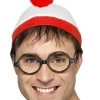 Smiffys Wheres Wally Wenda Red White Beanie Hat & Glasses Costume Kit