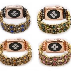 Elegancensplendour Handmade Coloured Crystal Stones Apple Watch Strap Band