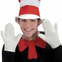 EB Costume Accessories Licensed Dr Seuss Cat In The Hat White Gloves Adults Costume Accessory