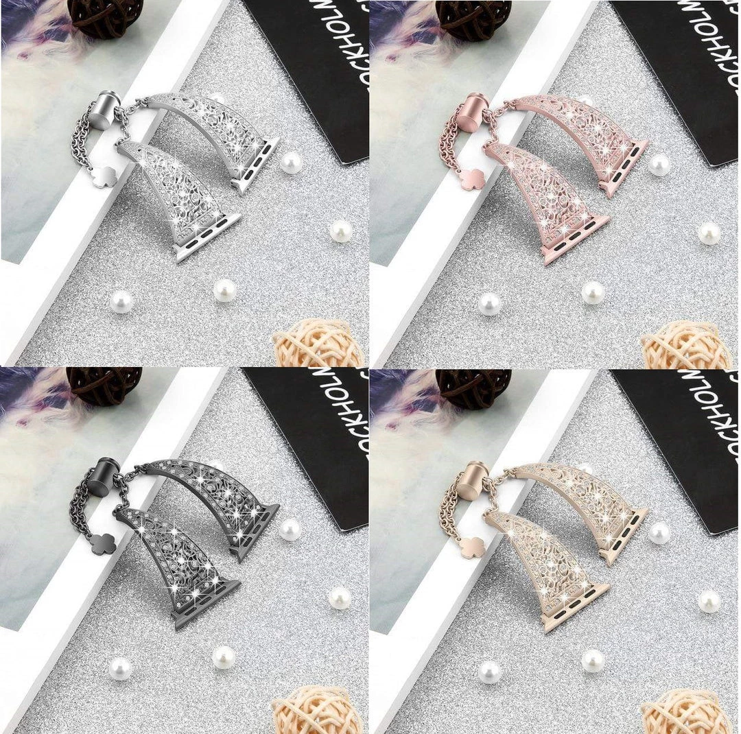 Elegancensplendour Fashion Jewelry Tesoro Rhinestone Stainless Steel Apple Watch Bracelet Strap 2 Elegancensplendour Fashion Jewelry Tesoro Rhinestone Stainless Steel Apple Watch Bracelet Strap