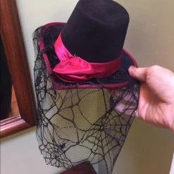 Crazy Crazy & More Crazy Deals Black Gothic Mini Top Hat With Spiderweb Veil Costume Accessories