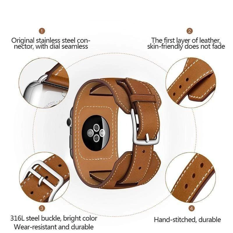 Elegancensplendour Quadra Leather Loop Link Apple Watch Band Strap Fashion Jewelry 7 Elegancensplendour Quadra Leather Loop Link Apple Watch Band Strap Fashion Jewelry
