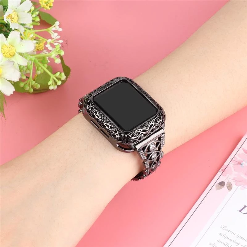 Elegancensplendour Fashion Jewelry Zircon Rhinestone Apple Watch Strap + Case 5 Elegancensplendour Fashion Jewelry Zircon Rhinestone Apple Watch Strap + Case