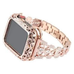 Elegancensplendour Fashion Jewelry Zircon Rhinestone Apple Watch Strap + Case