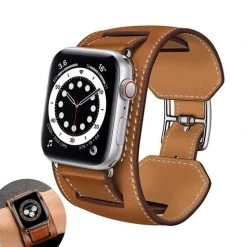 Elegancensplendour Quadra Leather Loop Link Apple Watch Band Strap Fashion Jewelry