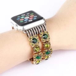 Elegancensplendour Handmade Coloured Crystal Stones Apple Watch Strap Band