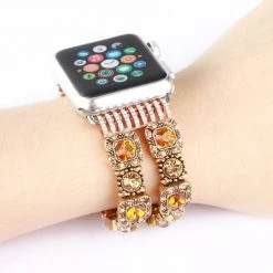 Elegancensplendour Handmade Coloured Crystal Stones Apple Watch Strap Band