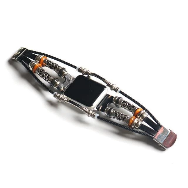 Elegancensplendour Handmade Bead Leather Apple Watch Band Strap Bracelet Fashion Jewelry 2 Elegancensplendour Handmade Bead Leather Apple Watch Band Strap Bracelet Fashion Jewelry