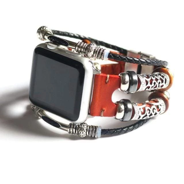 Elegancensplendour Handmade Bead Leather Apple Watch Band Strap Bracelet Fashion Jewelry 4 Elegancensplendour Handmade Bead Leather Apple Watch Band Strap Bracelet Fashion Jewelry