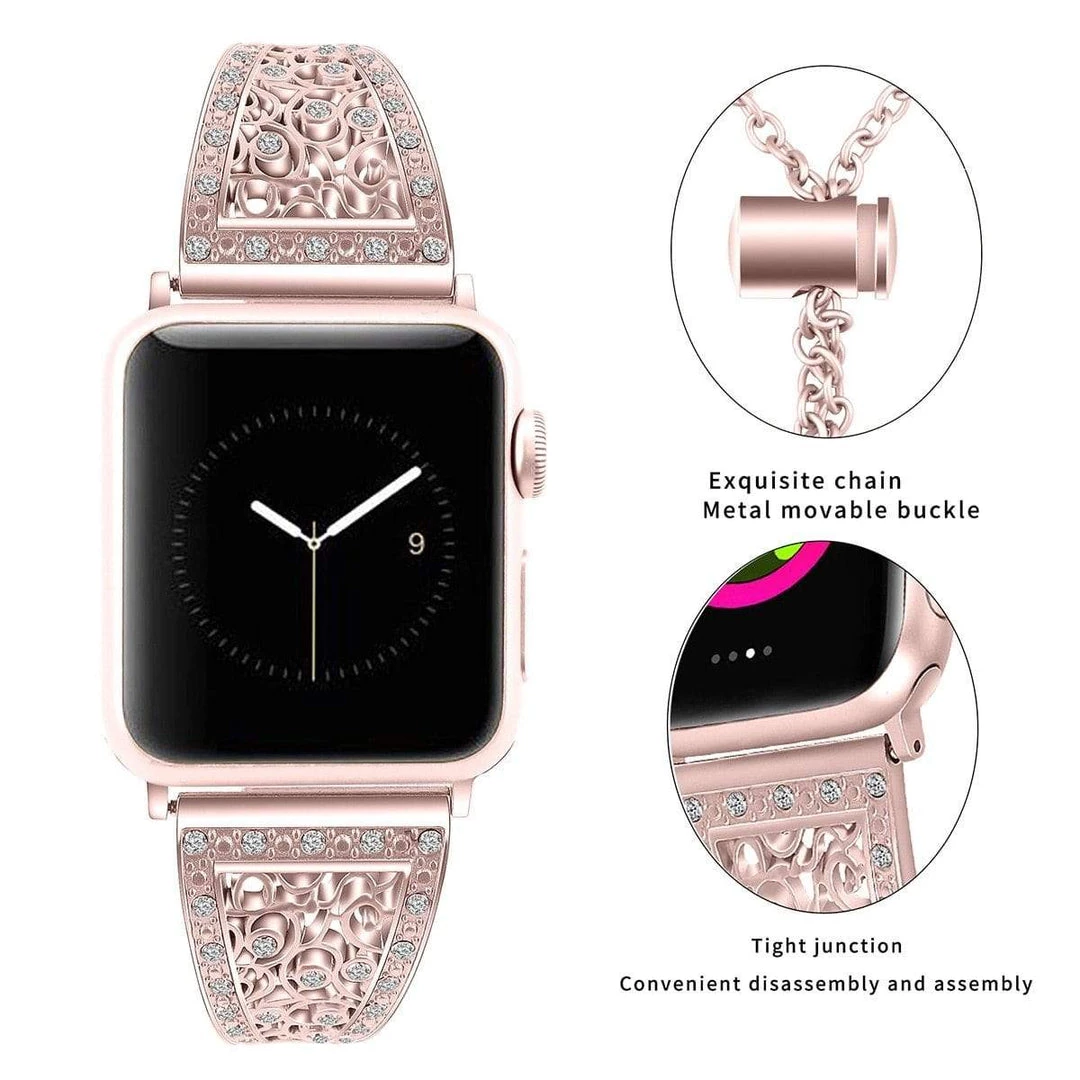 Elegancensplendour Fashion Jewelry Tesoro Rhinestone Stainless Steel Apple Watch Bracelet Strap 1 Elegancensplendour Fashion Jewelry Tesoro Rhinestone Stainless Steel Apple Watch Bracelet Strap