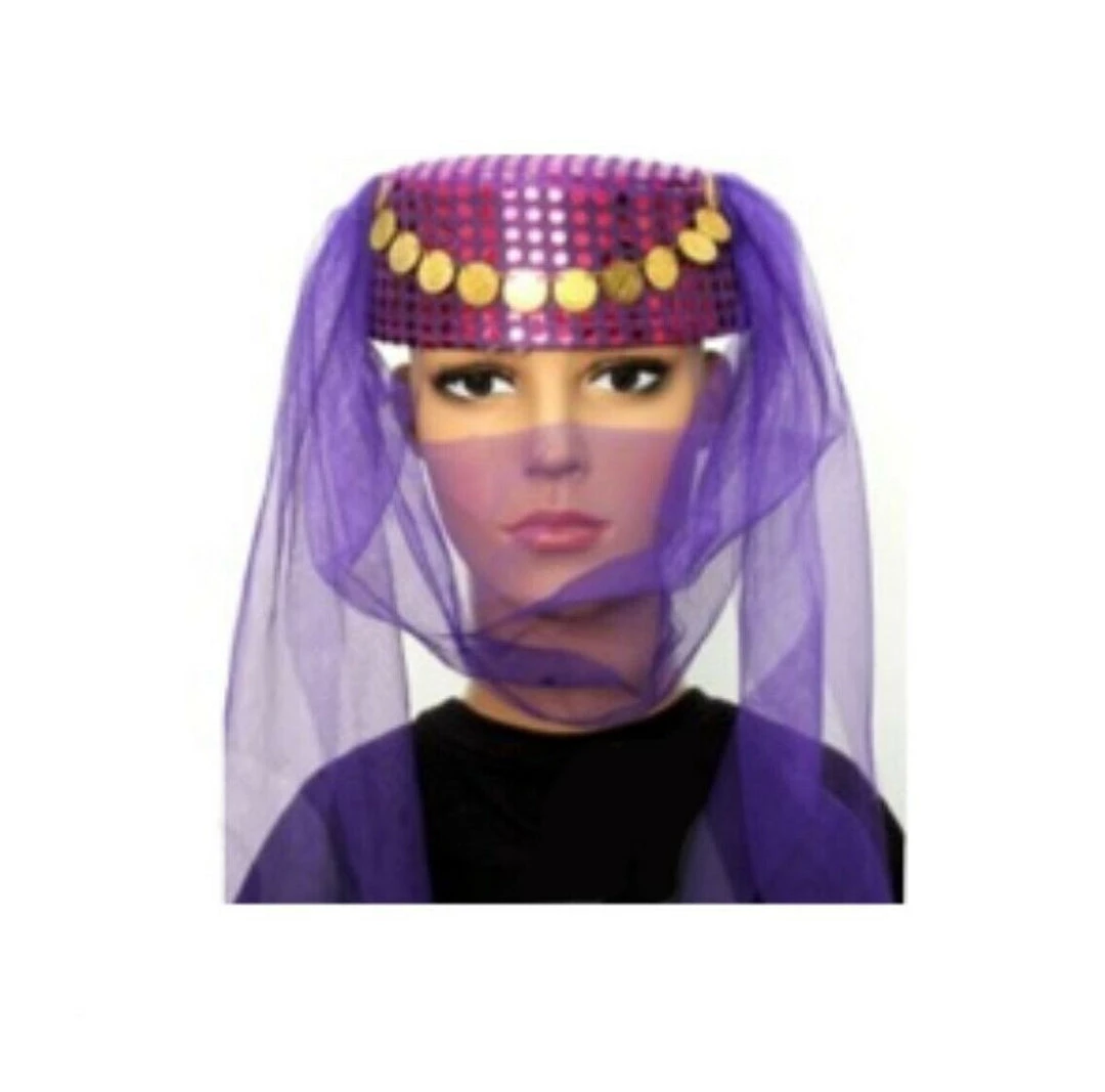 JD Party Princess Arabian Genie Hat With Veil Belly Dance Party Hat Costume Accessories 7 JD Party Princess Arabian Genie Hat With Veil Belly Dance Party Hat Costume Accessories