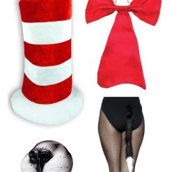 EB Costume Accessories Dr Seuss Cat In The Hat Nose Bow Tie Top Hat Kids Costume Kit