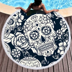 AliExpress Large Round 3D Beach Towel Blanket Skull Printed Bath Yoga Mat Picnic Blanket Wall Tapestry Home & Garden