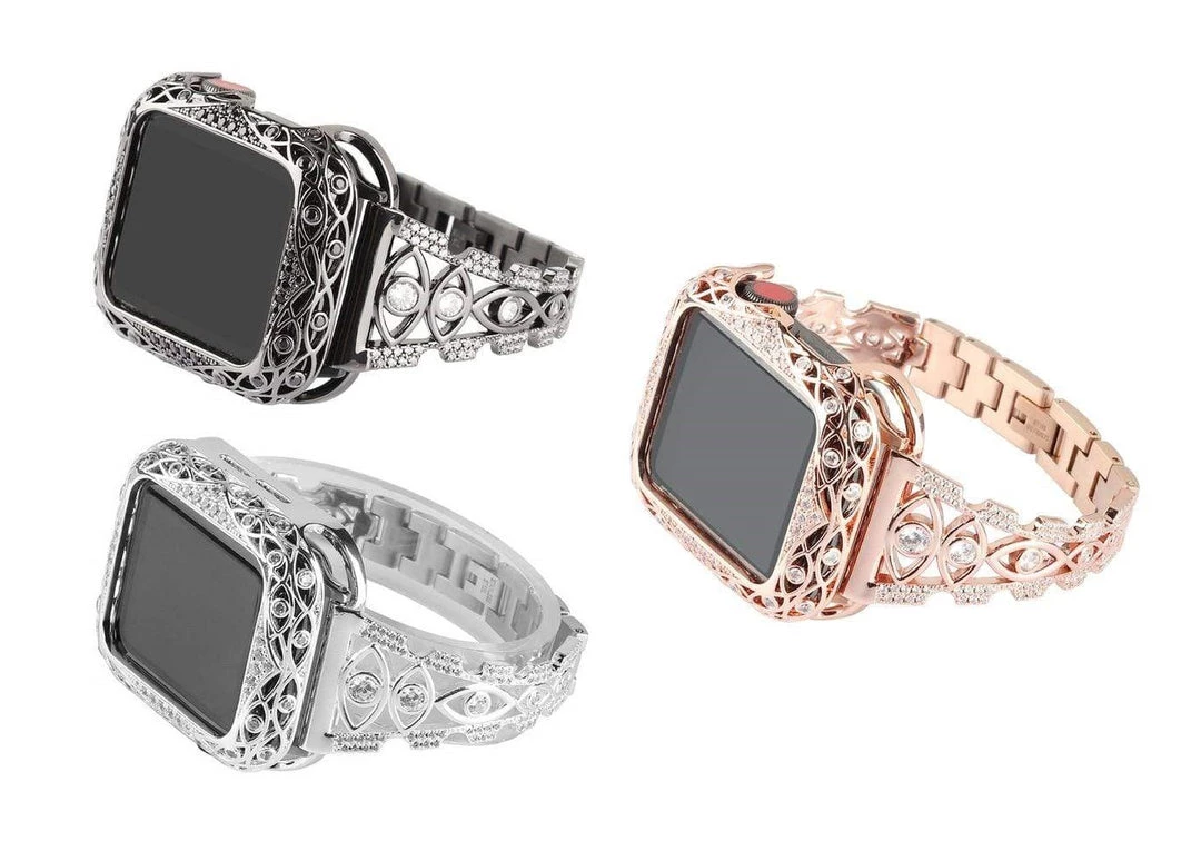 Elegancensplendour Fashion Jewelry Zircon Rhinestone Apple Watch Strap + Case 1 Elegancensplendour Fashion Jewelry Zircon Rhinestone Apple Watch Strap + Case